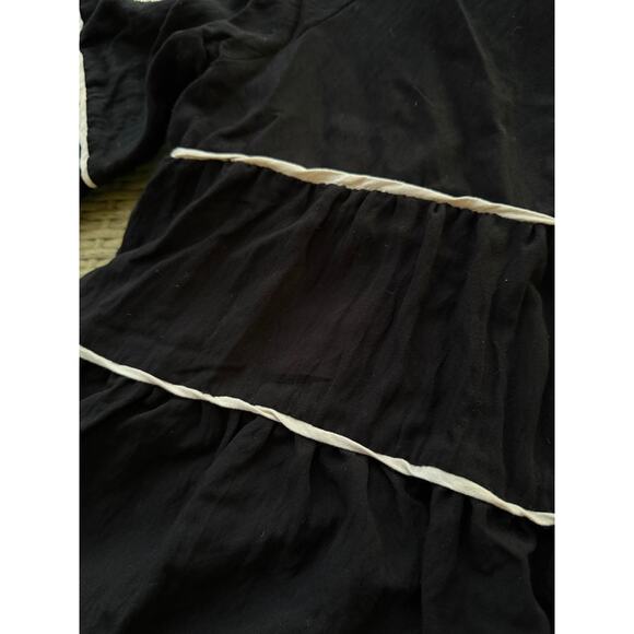 Entro Babydoll Blouse Black Embroidered Boho Butterfly Top Size L Large - Picture 6 of 7